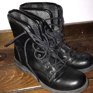 UnionBay black plaid interior combat boots